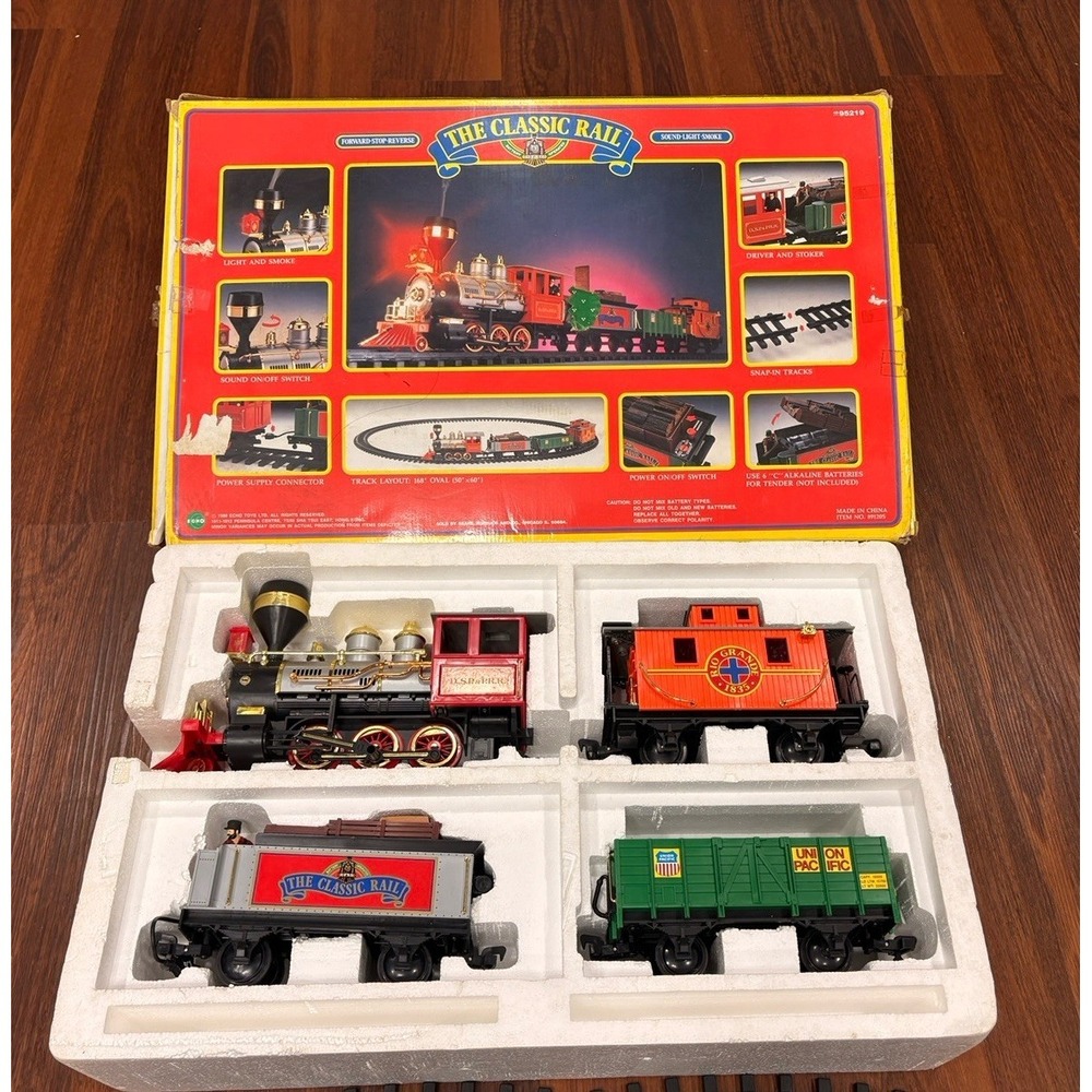 Plastic Echo Toy Classic Rail Christmas Locomotive Model Train 3 Carts Tested